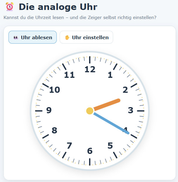 Uhrzeiten lesen und einstellen